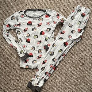Burt's Bees Sushi Print Kids Pajama Set - Gray and Red